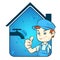 Plumber and house vector