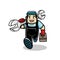 Plumber man running and carries a spanner and a box of equipment in his hand. vector illustration