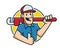 Plumber mascot, plumber character, worker cartoon