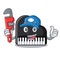 Plumber piano mascot cartoon style