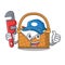 Plumber picnic basket mascot cartoon