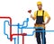 Plumber and pipe background