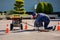 The plumber prepares to fix the problem in the sewer. Repair work on troubleshooting