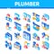 Plumber Profession Isometric Icons Set Vector