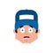 Plumber scared emotion avatar. Fitter fear emoji. Vector illustration