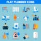 Plumber Service Flat Icons Set
