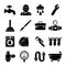 Plumber symbols icons set, simple style