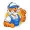 Plumber Tiger mascot character design