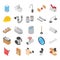 Plumber, Toilet, Bath Shower Isometric Vectors