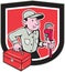 Plumber Toolbox Monkey Wrench Shield Cartoon
