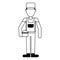 Plumber with toolbox professional worker avatar in black and white