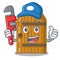 Plumber vintage wooden door on mascot cartoon