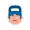 Plumber winking emotion avatar. fitter happy emoji face. Vector