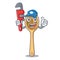Plumber wooden fork mascot cartoon