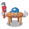 Plumber wooden table isolated on the mascot