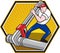 Plumber Worker With Adjustable Wrench Cartoon