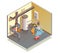 Plumbers Boiler Leak Fixing Isometric Composition