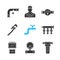 Plumbing glyph icons set