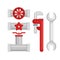 Plumbing line tools set icons