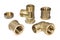 Plumbing pipeline brass accessories on white background
