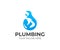 Plumbing repair service logo template. Adjustable wrench and water drop vector design