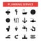 Plumbing service illustration, thin line icons, linear flat signs