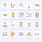 Plumbing service vector flat line icons. House bathroom equipment, faucet, toilet, pipeline, washing machine, dishwasher