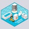 Plumbing service vector isometric illustration