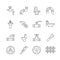 Plumbing, sewerage, pipe, faucet thin line vector icons set