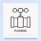 Plumbing: valve on pipe thin line icon. Modern vector illustration