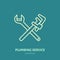 Plumbing vector flat line icon. Repair service logo. Illustration of wrench, plunger, plumber tools