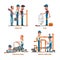 Plumbing work. Plumbers and repairs vector illustration