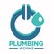 Plumbing works logo with toilet plunger and water drop