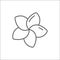 Plumeria editable outline icon - pixel perfect symbol of tropical flower in thin line art style.