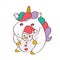 Plump Christmas Unicorn Clipart Character Design. Adorable Clip Art Christmas Unicorn. Vector Illustration of an Animal