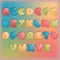 Plump handwritten alphabet vector colorful set.