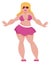 Plump woman in swimwear and sunglasses model plus size