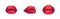 Plump Women Lips with Bright Red Lipstick. Sensual Female Mouths Open Slightly and Buttonhole Icons. Vector Illustration