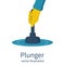 Plunger in man hand vector