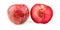 Pluot apricot plum fruit cut in half with seed
