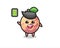 Pluot fruit mascot character with energetic gesture