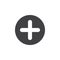 Plus, add flat icon. Cross round simple button, circular vector sign.