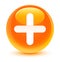 Plus icon glassy orange round button