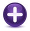 Plus icon glassy purple round button