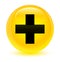 Plus icon glassy yellow round button