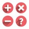 Plus and minus icons. Question FAQ symbol