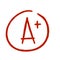 A Plus Red Grade Mark. School excellent test and exam.