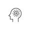 Plus sign in human head outline icon