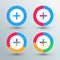 Plus sign icons. Plus sign buttons. Flat colors.