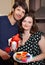 Plus size attractive woman preparing cupcake for her boyfriend i